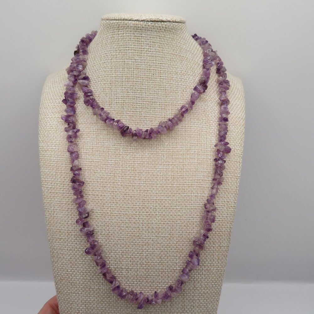 Amethyst Chip Beaded Continuous Strand Necklace - image 1